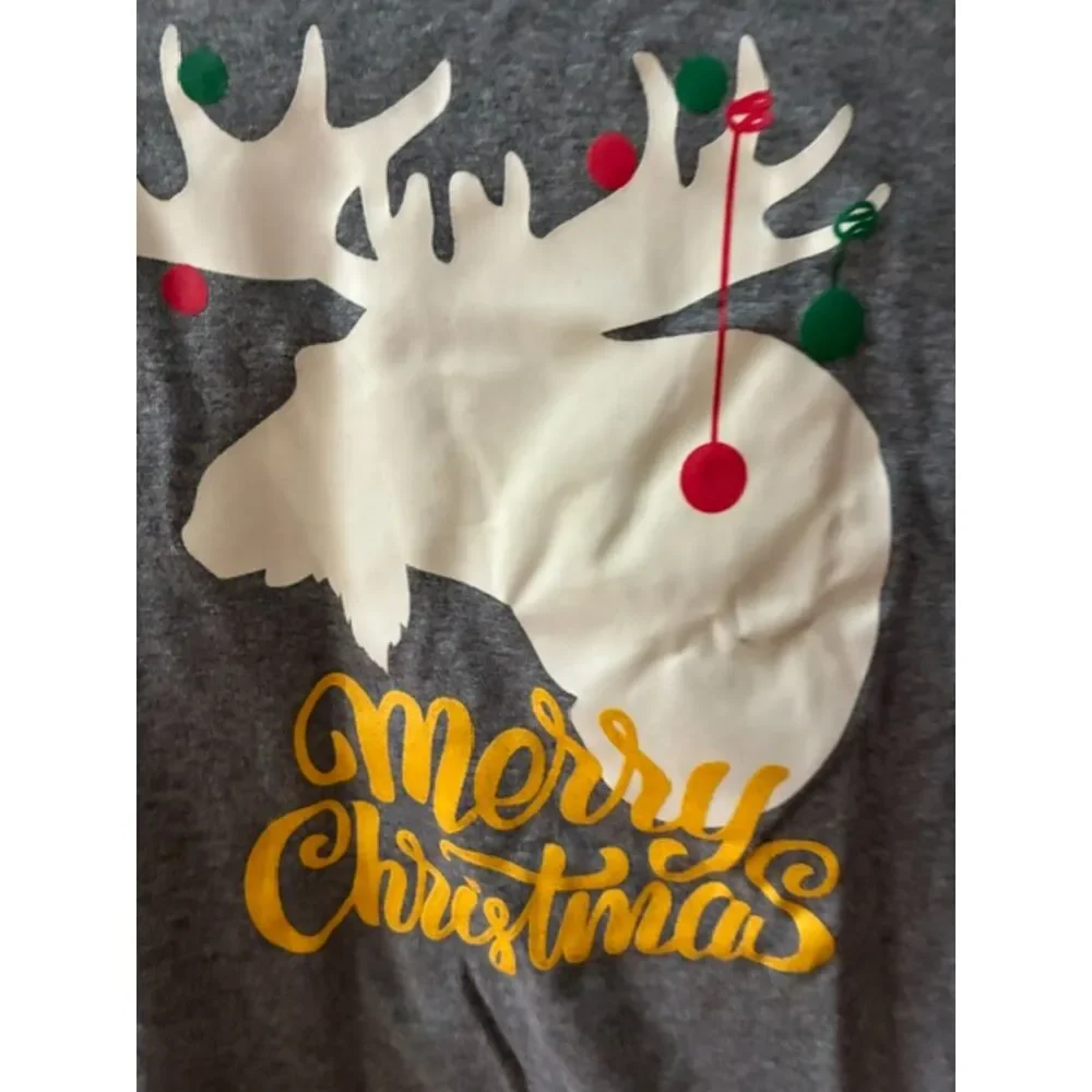 Moose Christmas Pajama Set Kids Size 16 Worn Once 2-Piece Holiday Sleepwear